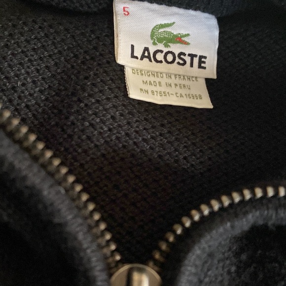 Mens LaCoste Black 1/4 Zip Sweater Size 5 - Picture 2 of 4